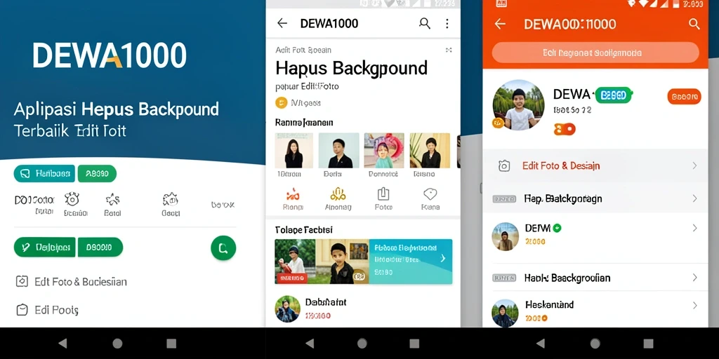 Screenshot DEWA1000 menampilkan antarmuka sederhana untuk menghapus background foto.