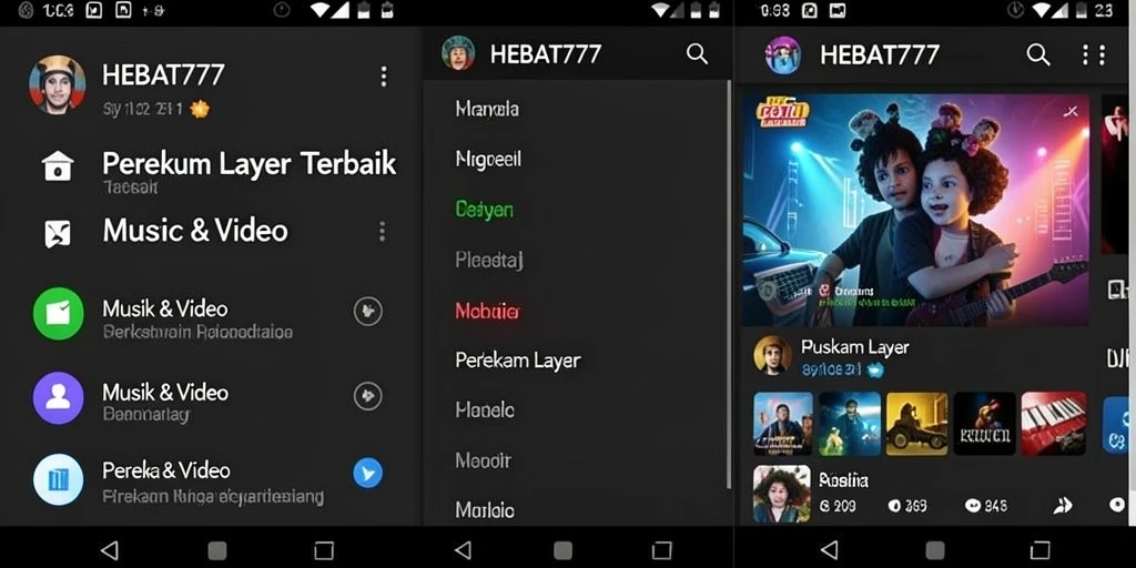 Antarmuka aplikasi HEBAT777 saat merekam layar.