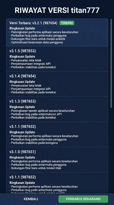 Tampilan riwayat versi titan777